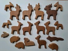  Waldtiere Rehe Hirsch Fuchs geschnitzt Holz Rehbock Krippenfiguren Figuren 