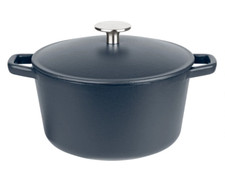 GSW Gusseisen-Kochtopf 21cm Schmortopf Bräter mit Deckel Kochtopf Topf blau Neu