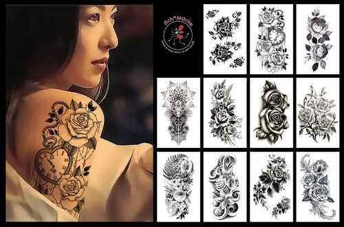 Faketattoo groß blume blumen - faketattoo,