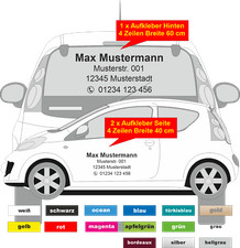 Autobeschriftung 3-tlg. Werbung Wunschtext KFZ  Aufkleber Folie Heckscheibe