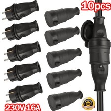 5 Stück Schuko Kupplung Vollgummi Schutzkontakt Stecker 230V Gummikupplung IP44