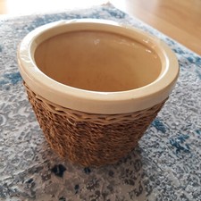 Blumentopf (mit Rattangeflecht), oval