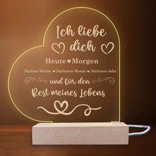Nachtlicht - Valentinstag - Herz mit Spruch 3D-LED-Lampe - Geschenk Nachtlampe