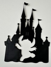 Disney Wandbild Fensterbild Schloss mit Stitch Silhouette schwarz