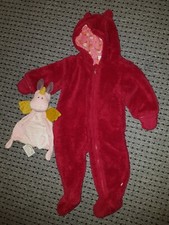 LIEGELIND Baby Overall mit Kapuze Gr.62/68 Dunkles Pink + Schmusetuch dazu 