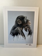 Kunstdruck Affe Bild Malerei denkender Affe  19x23cm (C23.7)