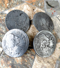 4 Stück große Metall Trachtenknöpfe Knöpfe Zierknöpfe 38 mm. Alte Münze mit Öse