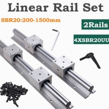 2x SBR20 Linearführung  Linearwelle Rail mit 4x SBR20UU Lagerblock L200-1500mm