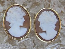 Ohrclips Ohrringe mit Muschel Gemme Gemmen 14 Kt 585 Gold Tracht.