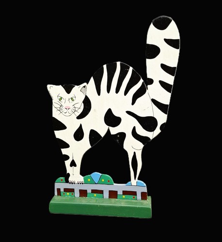 Holzfigur katze aufsteller - holzfigur,