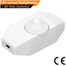 Schnurdimmer stufenlos Drehdimmer 230V 80W Leuchtmittel LED Dimmschalter Weiß