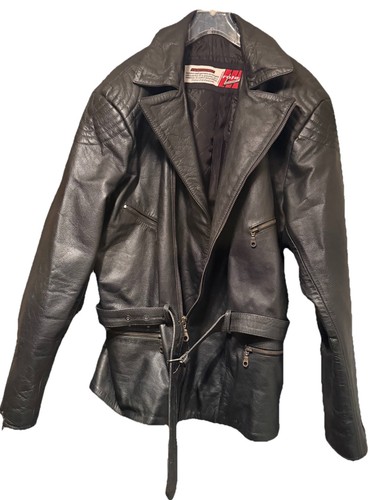 Black leather motorcycle style - black,