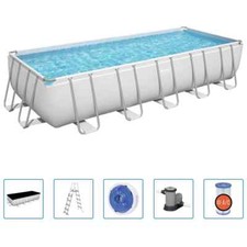 Power Steel Aufstellpool Rechteckig 19281L Swimming Pool Schwimmbad Bestway