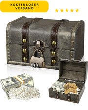 Schatztruhe Holz mit Schloss 16x12x9,5cm Vintage Kiste Schmuck Kinder Geschenk