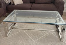 Metallischer Glas Couchtisch Wohnzimmertisch Beistelltisch