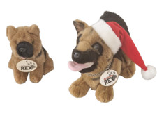 2x Kommissar Rex mit Nikolausmütze Weihnachtsmütze Polizeihund Stofftier TOP