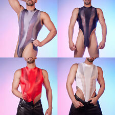 erren Sexy Body Lack Leder Bodybuilding Muskelshirt Stringbody Dessous Tank Top
