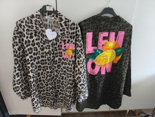 MADE IN ITALY coole Bluse im Leomuster mit Lemon Druck Gr. 38 40 42 44 NEU