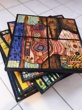 9 Hundertwasser Kalenderbilder aufgezogen auf Kunstfaserplatte 32 ×32 cm
