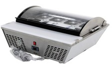 Bartscher Saladette Glas-Hebedeckel Edelstahl Kühlschrank für 8 x 1/6 GN 700211G