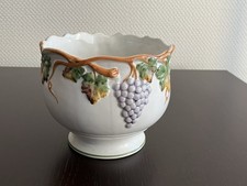Kübel Übertopf Relief Handbemalt Weintrauben Vintage Keramik