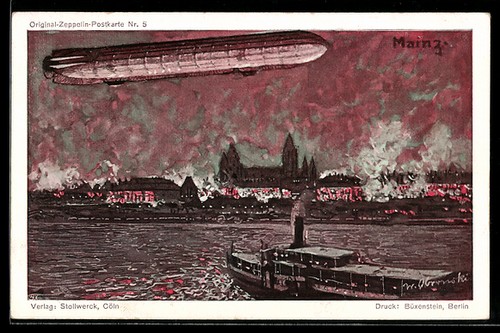 Künstler mainz zeppelin - künstler-ak,