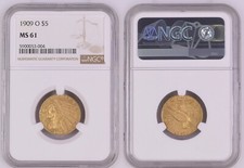 GOLD USA 5 Dollars 1909 O New