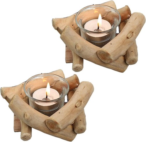 Holz kerzenständer 2er - holz,