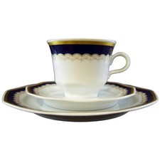Kaffeegedeck Goldrand 3tlg. Winterling Marktleuthen Kobaltrand mit Goldrand ecki