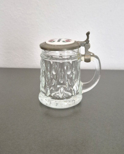 Schnapsglas mit zinndeckel - schnapsglas,