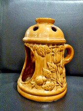 Windlicht aus Ton, glasiert, braun, Krugform