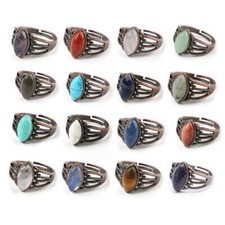 Oval Edelstein Ring Offen Verstellbar Fingerring Edelstein Schmuck Geschenk
