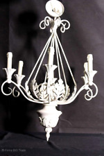 SELTEN! Prächtige Deckenleuchte Schmiedeeisen Weiß Hängelampe Schlosslampe 2 Vor