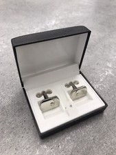 2 Manschettenknöpfe Chrom Diyamant für Hemd Anzug Hochzeit Herren Silbern