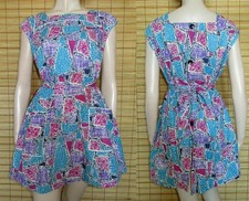 BUNT GEMUSTERTER KITTEL - RSK - RÜCKENSCHLUSS - COTTON - VINTAGE - GR. g82 - S/M