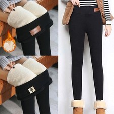 Damen Thermo Leggings Fleece Gefüttert Winter Warm Hose Leggins Hosen Thermohose