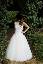 Wunderschönes Brautkleid Hochzeitskleid ärmellos in ivory Gr. 34 mit/ohne Bolero