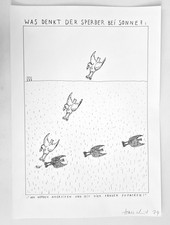 TOMAS SCHMIT Originaloffsetlitho FLUXUS handsigniert 1974 Was denkt der Sperber 