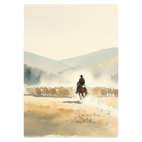 Western cowboy vintage poster - western,