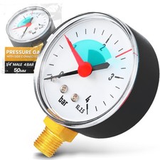 Manometer 50 mm Druck 4 bar 1/4 Unten Druckmanometer Armatur Wasserdruckmesser