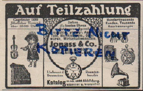Werbung berlin 1913 jonass - berlin, 1913,