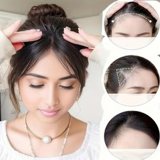 Pony Perückenstück Damen flauschig hoch/decke Echthaar mittig/gescheitelt/9CV9