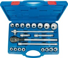 3/4"-Antrieb Steckschlüssel-Set Steckschlüssel-Garnitur  6-kant CV-Stahl 21-tlg