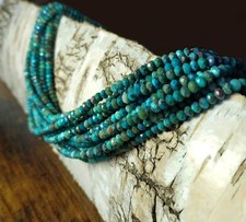 😏 Chrysokoll facettierte Rondelle 3x2 mm Edelsteinperlen Saatperlen Strang 😉