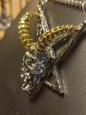 Herren Pentagramm Halskette in Silber Hexen Gothic Dämonenkopf Teufelsanbeter