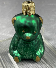 Weihnachtsschmuck Christbaumschmuck Gold  Teddy Bär Glas Lauscha 6cm Grün