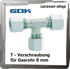 Schneidringverschraubung T-Stück für 8mm Gasrohr Verschraubung Verbinder Propan