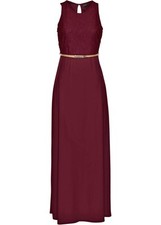 Abendkleid mit Gürtel Gr. 52 Ahornrot Damen Eventkleid Maxi-Kleid Partykleid Neu