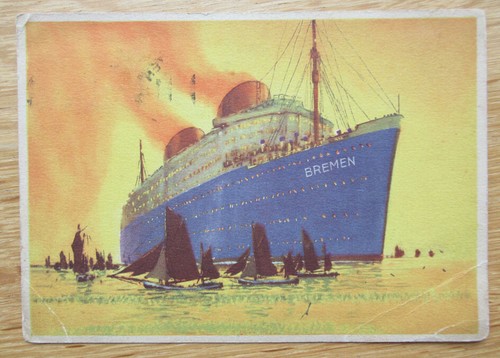 Postkarte dampfer bremen - postkarte,