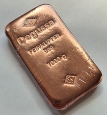 1 KILO / KG DEGUSSA BARREN - 999 KUPFER - ANLAGE WIE SILBER / GOLD / PLATIN